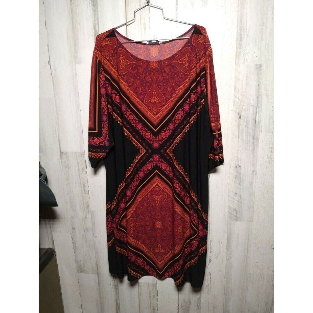 London Style Collection Women's 20W Black Red Dress